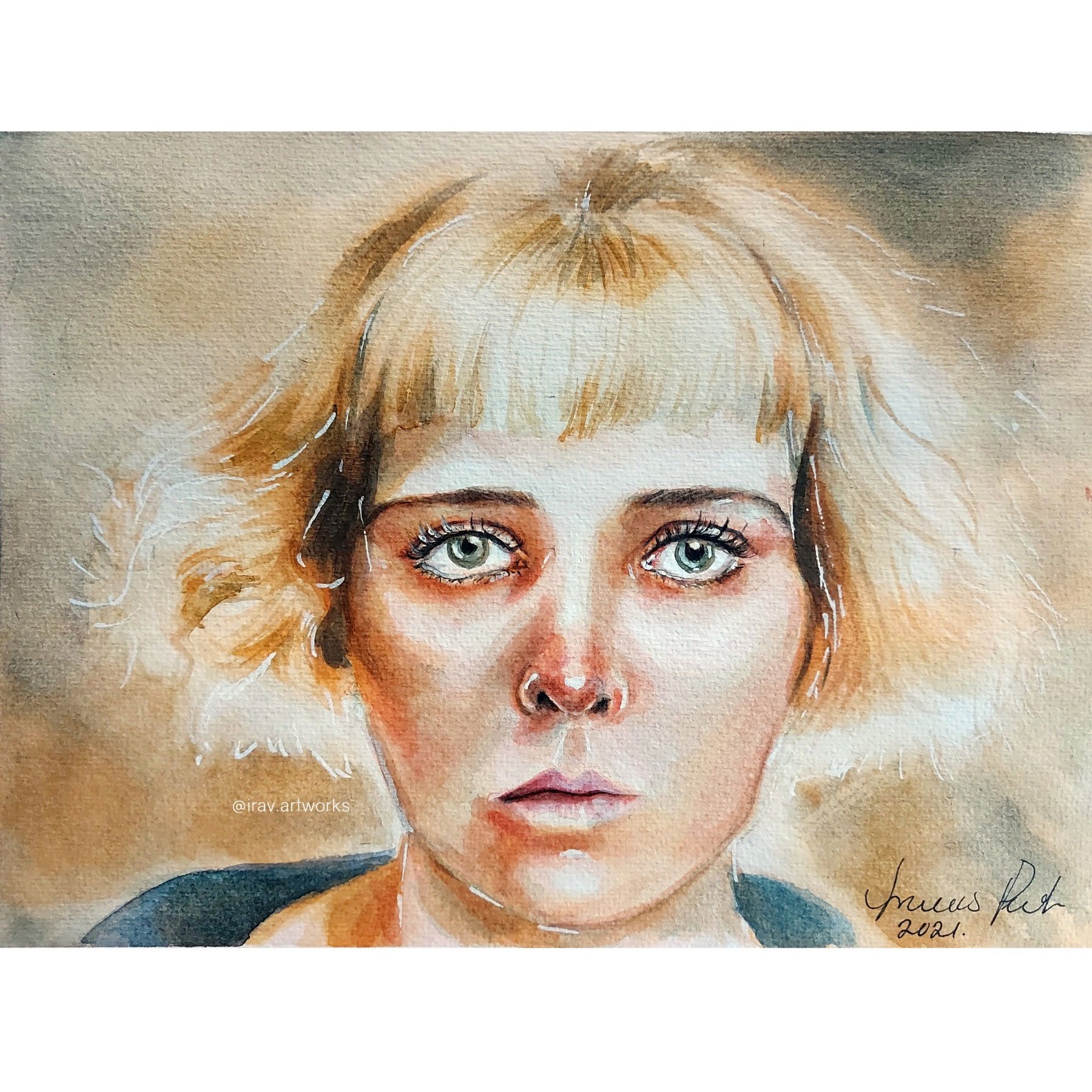 Carmen Mondragón, acuarela original de Iravis Pech