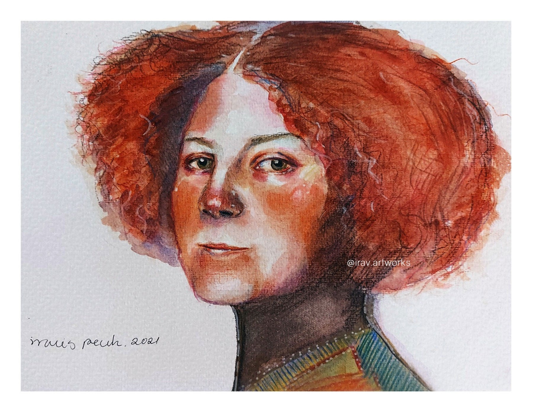 Emilie Flöge · Acuarela sobre papel por Iravis Pech