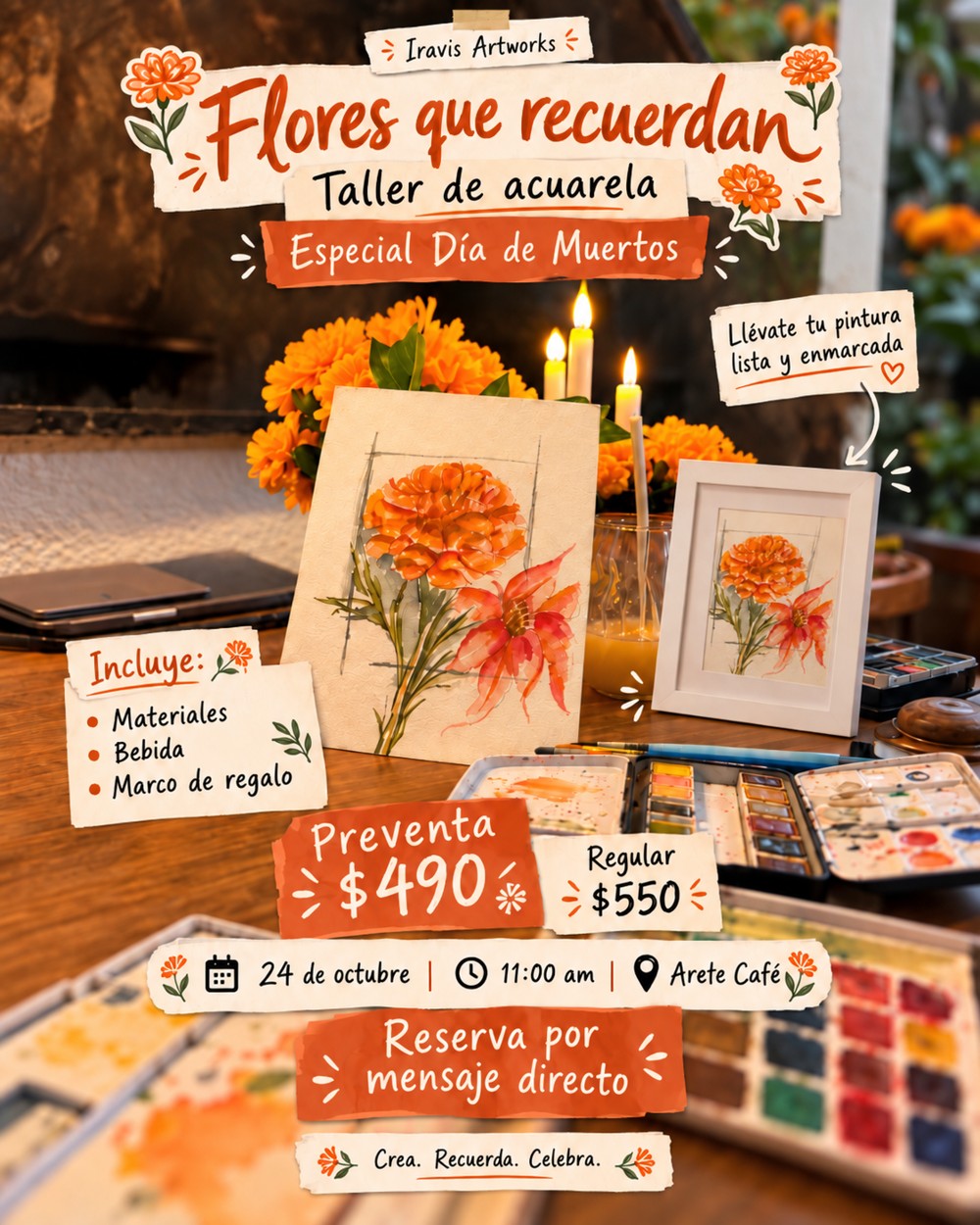 Cartel del taller Flores que recuerdan