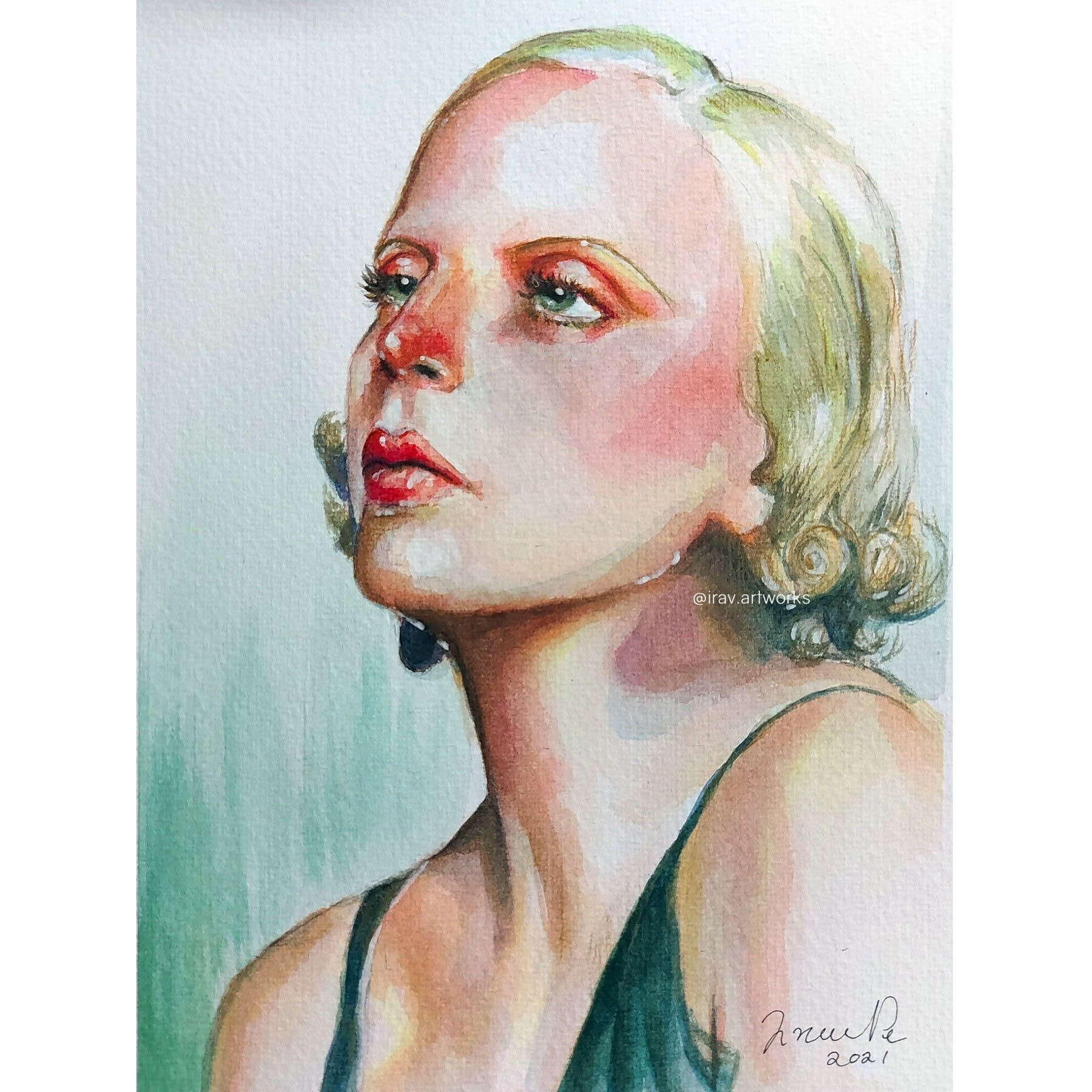 Tamara de Lempicka · Acuarela sobre papel por Iravis Pech